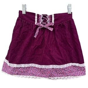 VTG Prairie Skirt Gunne Sax Style Corduroy Calico Ditzy Floral Lace 6X USA 70s